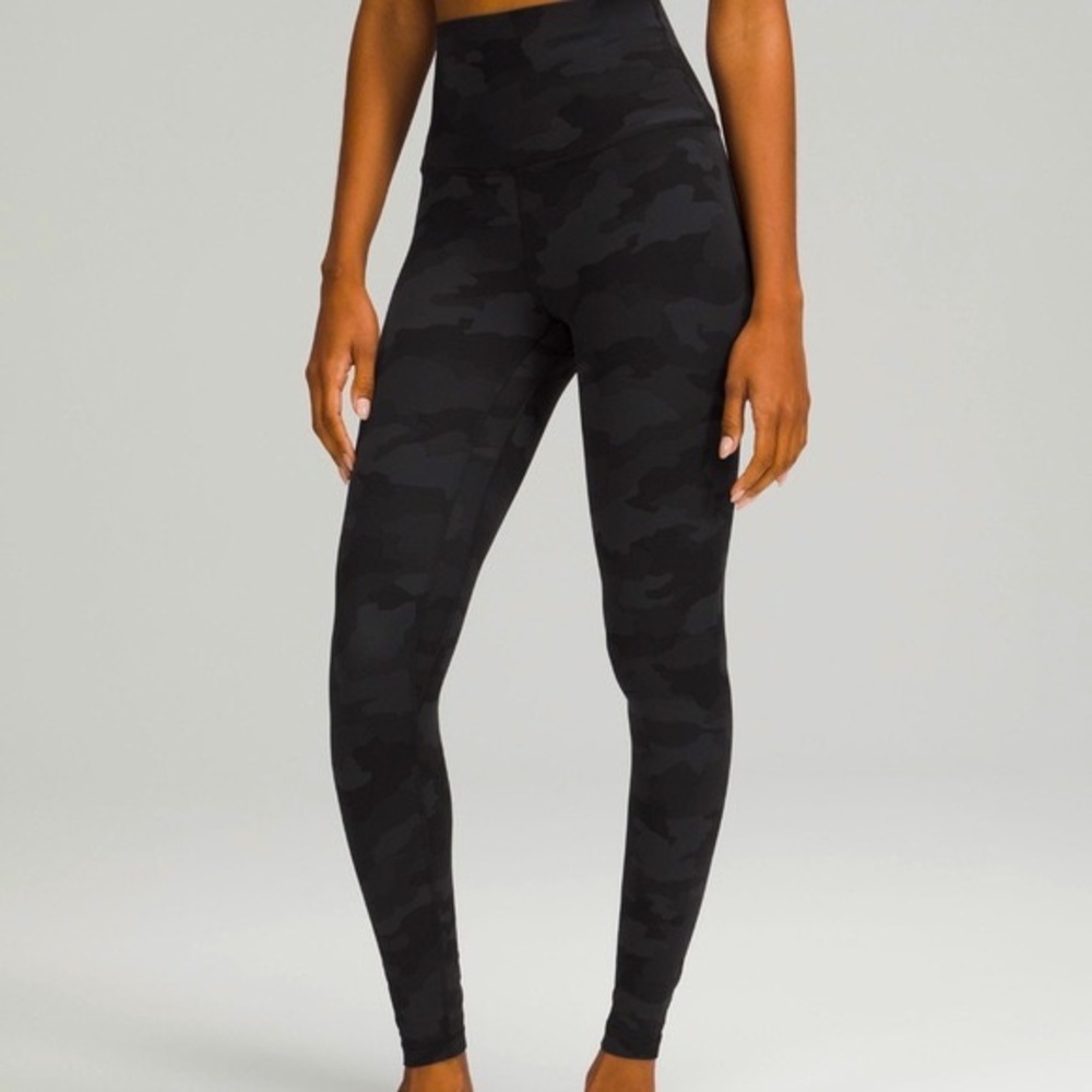 Lululemon size 6 high rise align camo black legging. 25” inseam